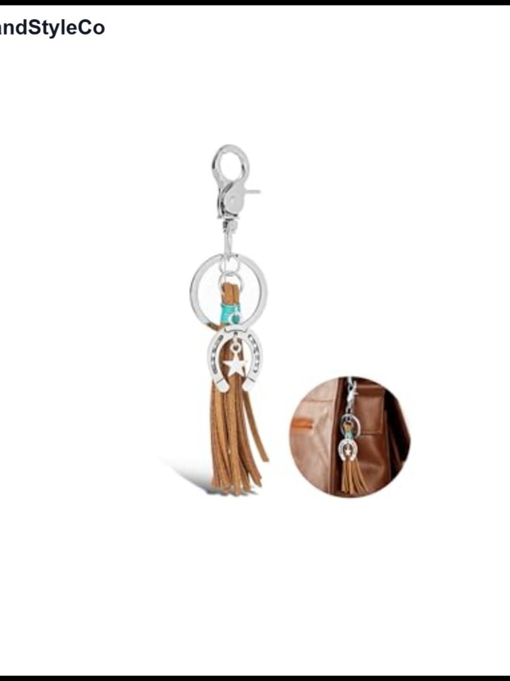 Western Keychain Horseshoe Tassel Bag Charm Turquoise Purse Charm